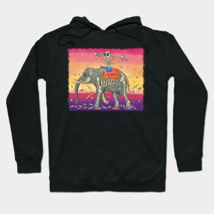 Colorful Indian Elephant Skeleton - Día De Los Muertos - Decoration Skeleton Hoodie